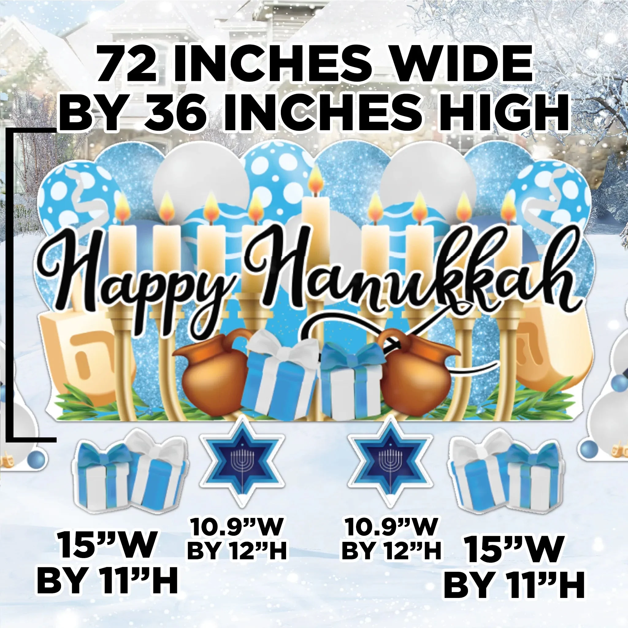 Happy Hanukkah Oversized Ez Yard Cards | 7 Pc Set - Image 2