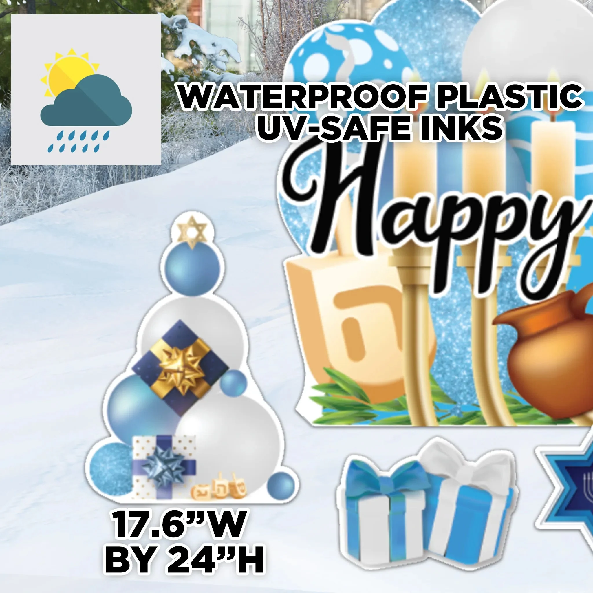 Happy Hanukkah Oversized Ez Yard Cards | 7 Pc Set - Image 3