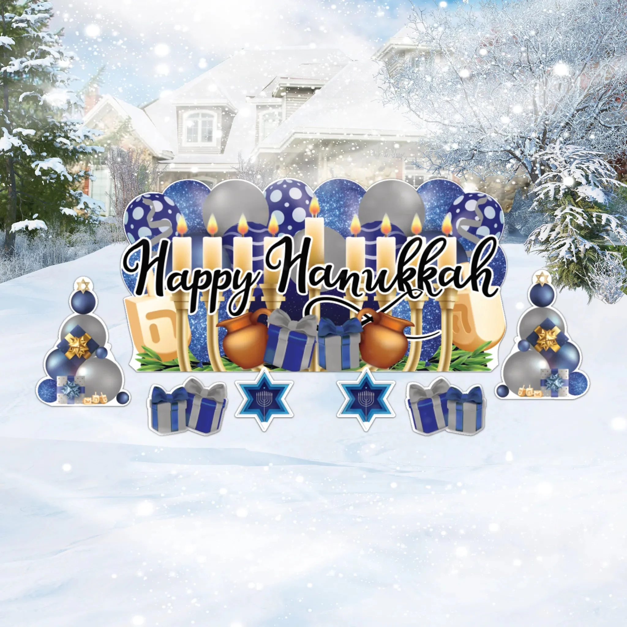 Happy Hanukkah Oversized Ez Yard Cards | 7 Pc Set - Image 4