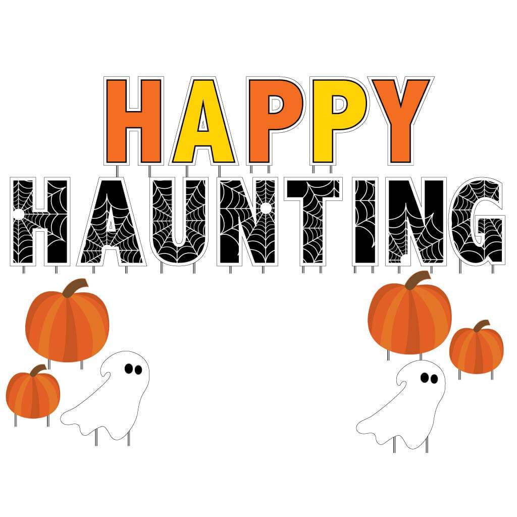 Happy Haunting Halloween Yard Card - 19 piece set - Image 2