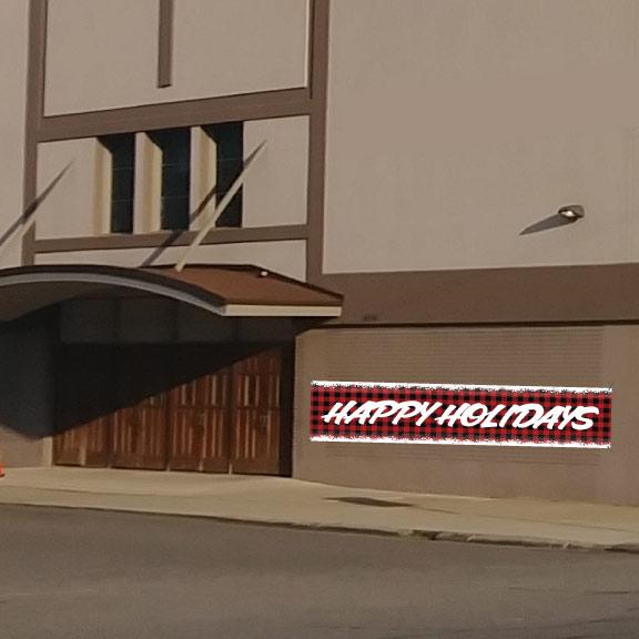 Happy Holidays Buffalo Plaid Banner