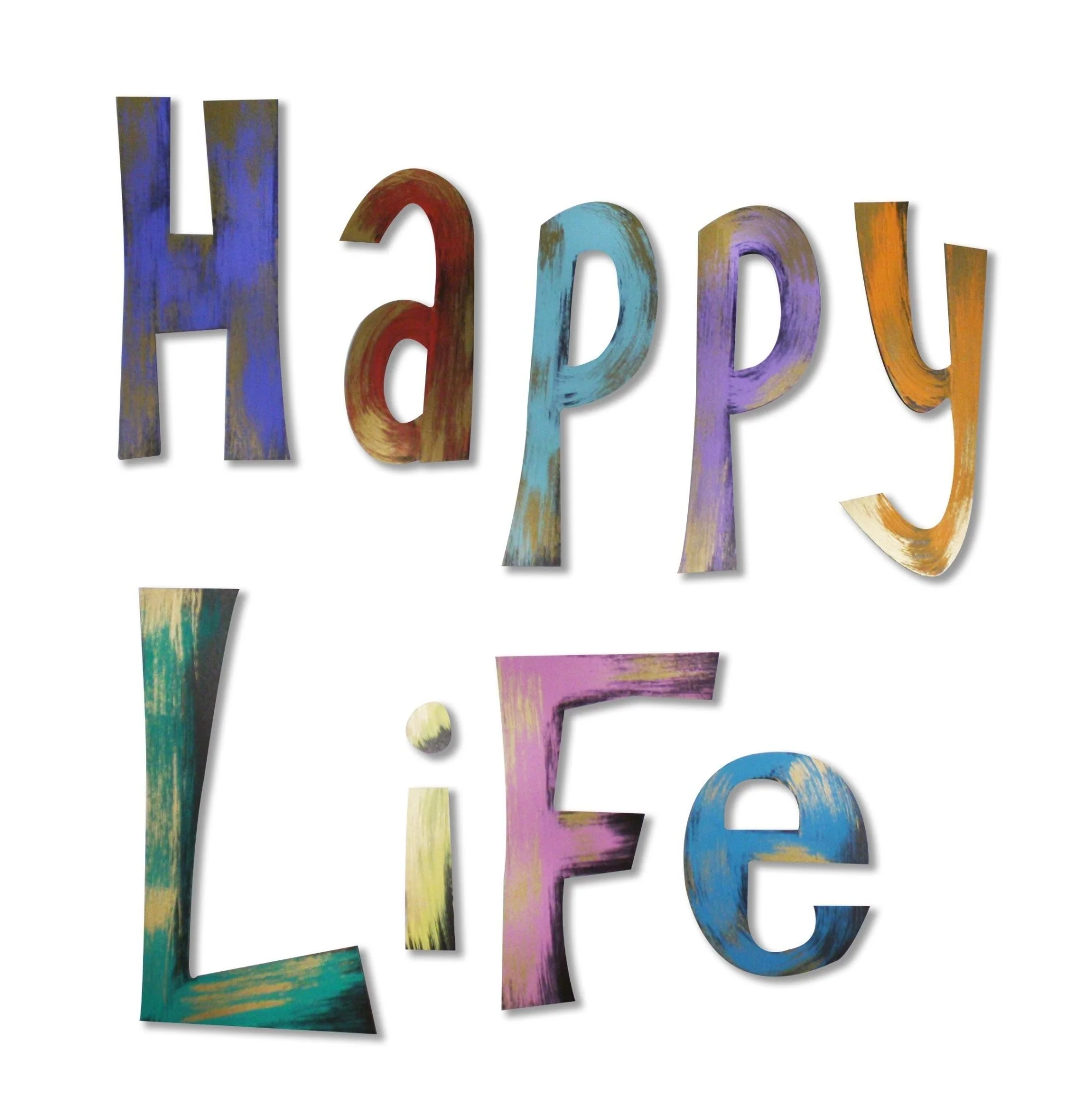 Hand Painted 'Happy Life' Wall Decor - Image 2