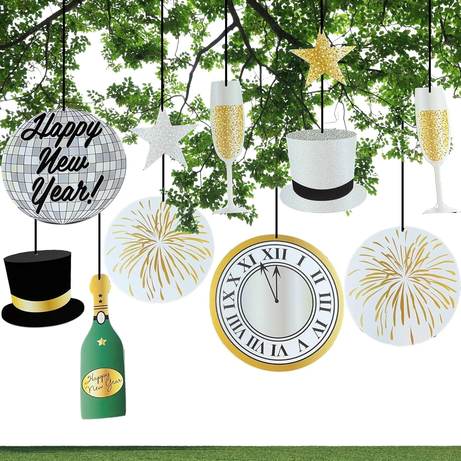 Happy New Year Festival Hanging Decorations, Jumbo 11 pcs