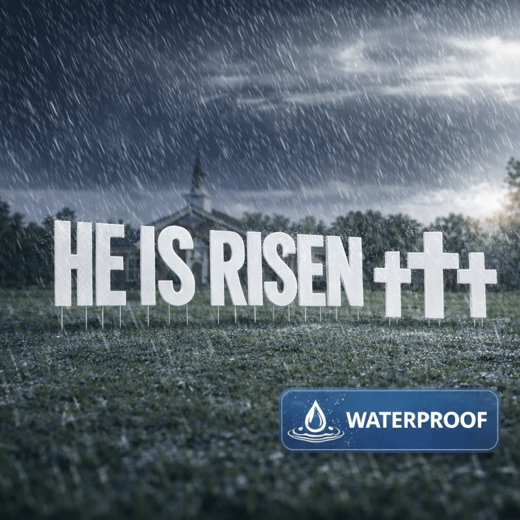 He Is Risen 24" White Yard Letters & Crosses Yard Sign Decoration - Image 4