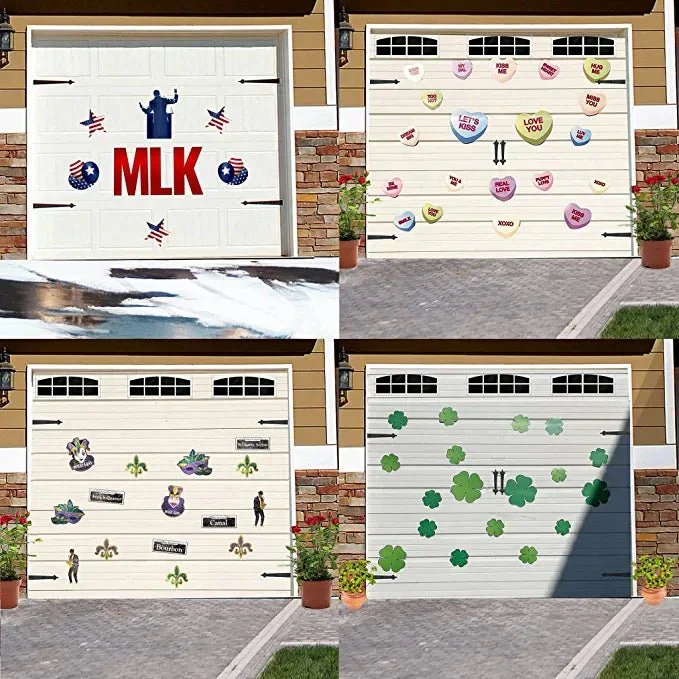 Holiday Garage Magnet Bundle, 4-in-1: Martin Luther King Day, Valentine's Day, Mardi Gras and St. Patrick's Day