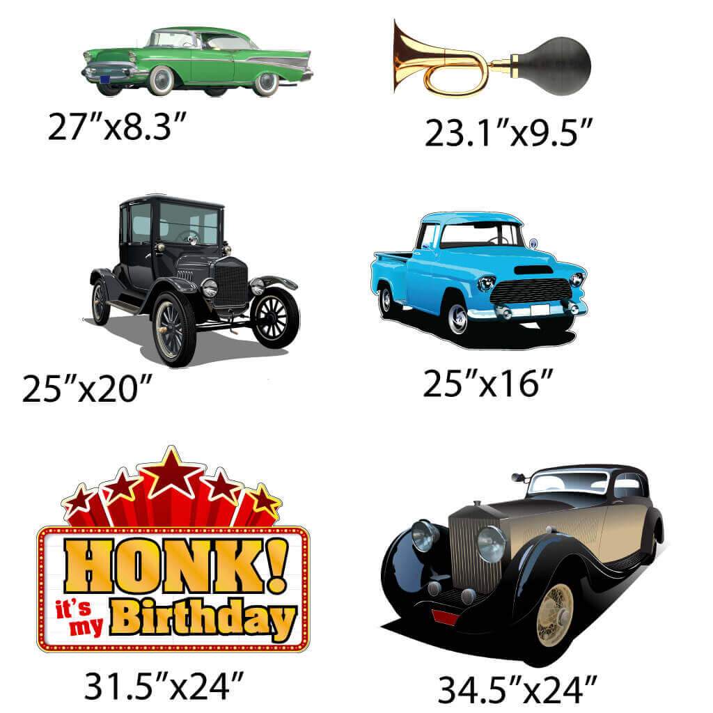 Honk it's my Birthday Classic Car Yard Decoration 6 pc Set - Image 2