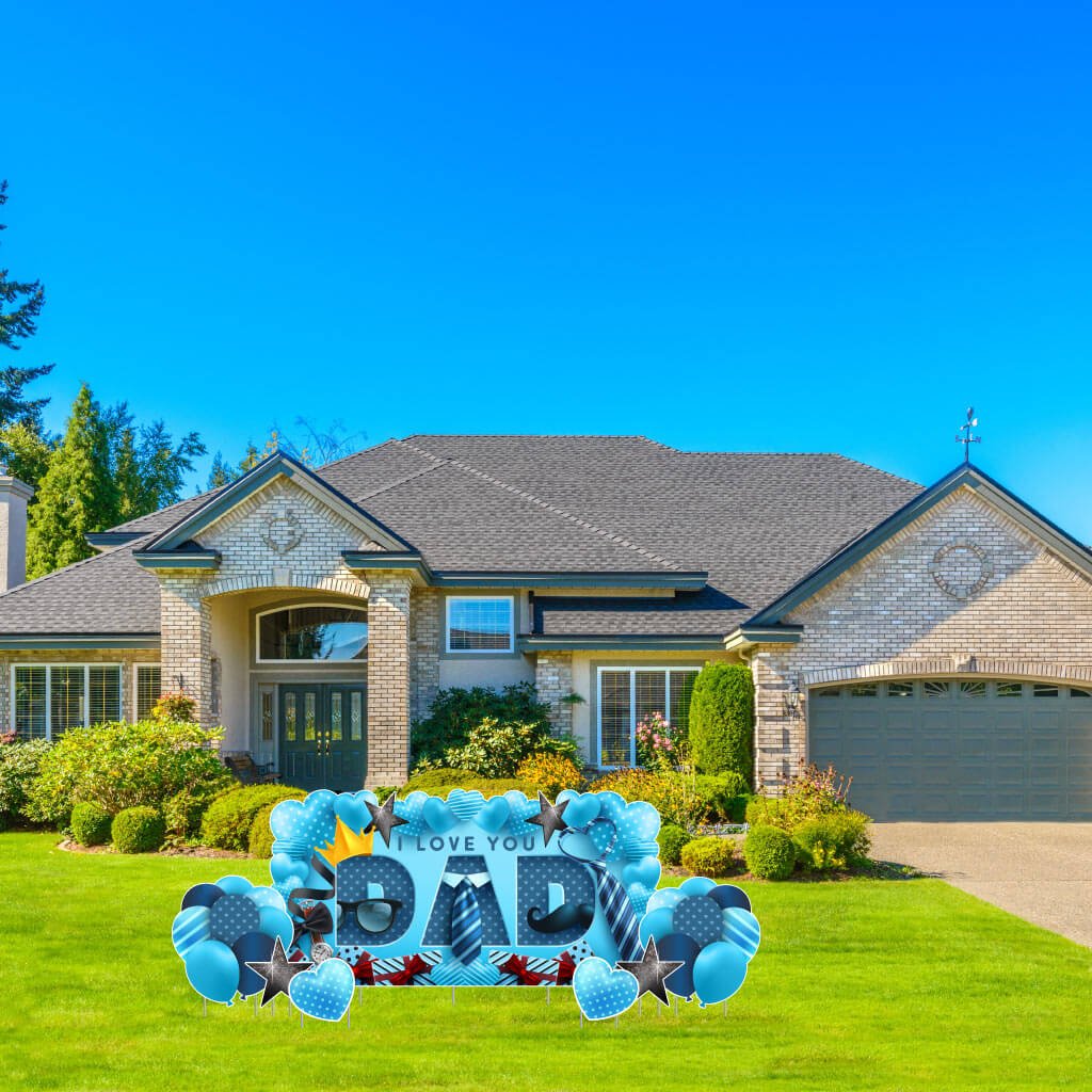 I Love You Dad Father's Day Oversized EZ Yard Card Decoration 7 pc set