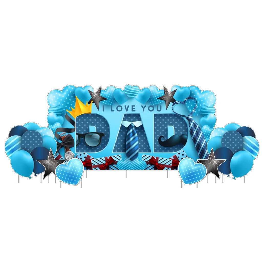 I Love You Dad Father's Day Oversized EZ Yard Card Decoration 7 pc set - Image 3