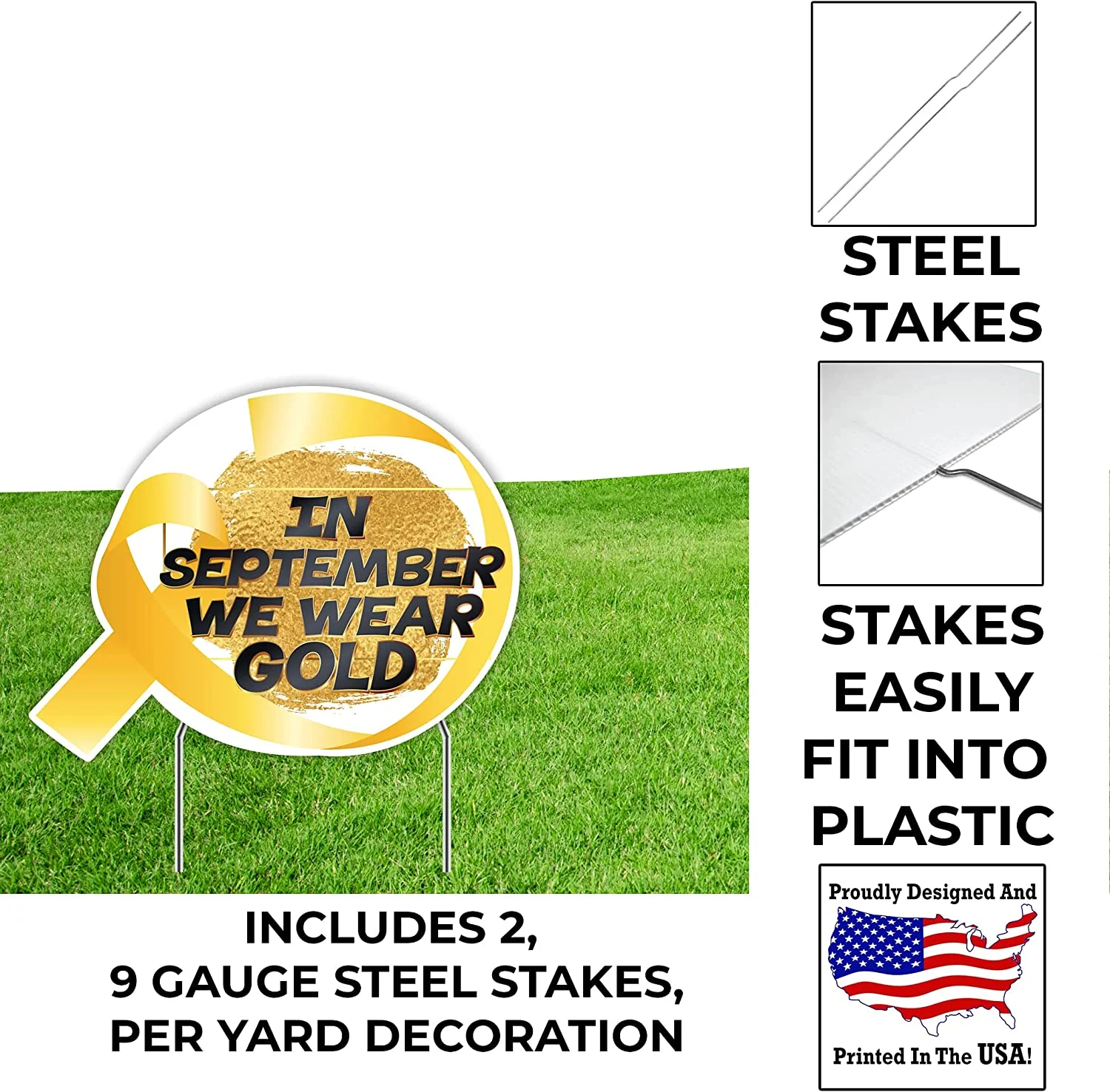 In September We Wear Gold Childhood Cancer Awareness Yard Sign - Image 5