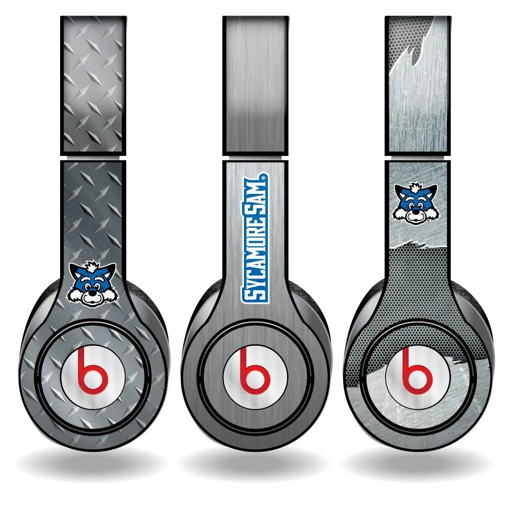 Indiana State University Set of 3 Metal Print Skins for Beats Solo HD
