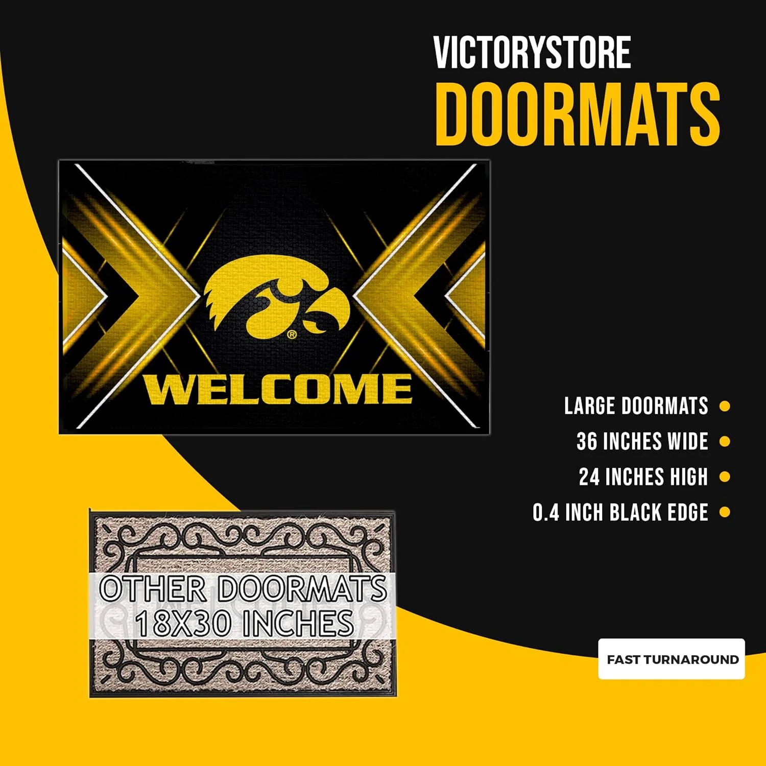 Iowa Hawkeyes Doormat, Welcome Floor mat Go Hawks, Officially Licensed University of Iowa Doormat - Image 3