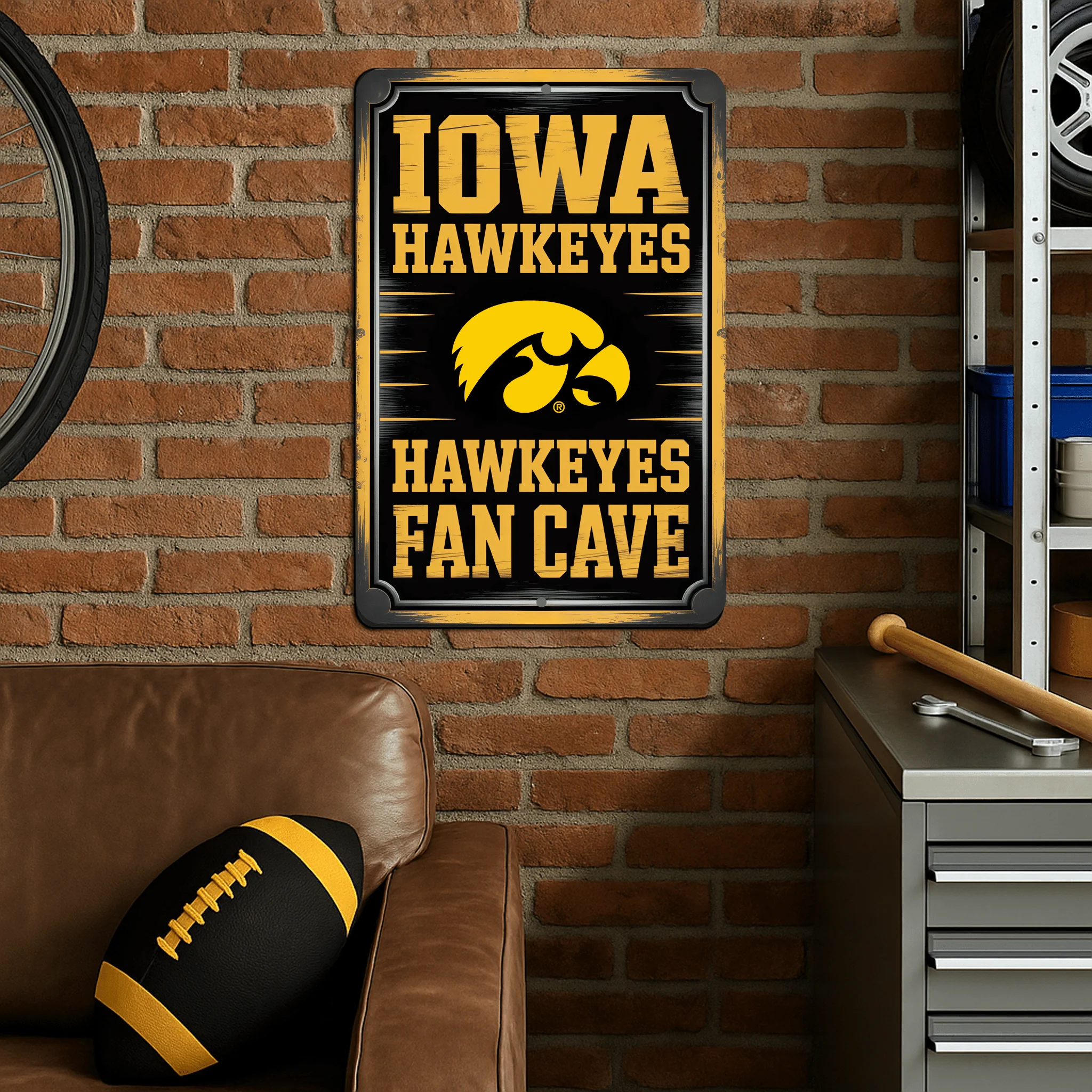 Iowa Hawkeyes Fan Cave Aluminum Sign – Officially Licensed NCAA University of Iowa Wall Decor, Waterproof Metal Plaque by VictoryStore – Perfect for Man Cave, Garage, Bedroom, Office, or Home - Image 3