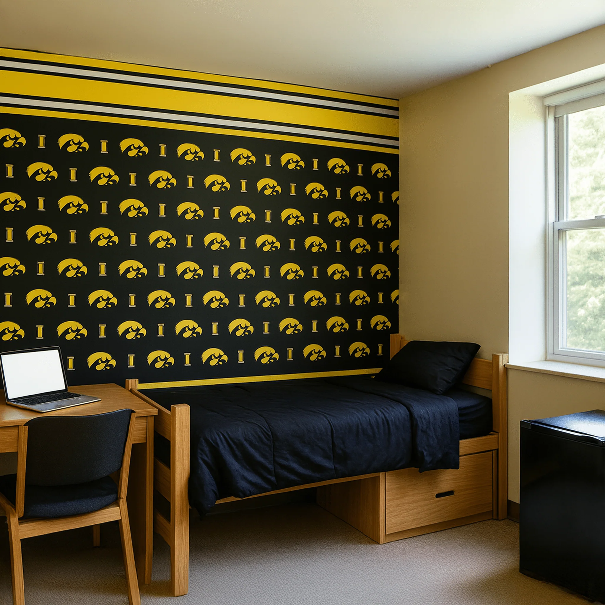 Iowa Hawkeyes Peel and Stick Wallpaper 12ft x 21in | NCAA University of Iowa Wall Décor | Easy Apply & Remove Vinyl | Matte Finish | Home, Dorm, Bedroom, or Man Cave – by VictoryStore - Image 8