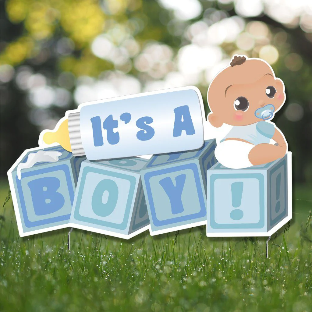 It's a Boy! Die Cut Baby Blocks, Baby Announcement Yard Sign - Image 4