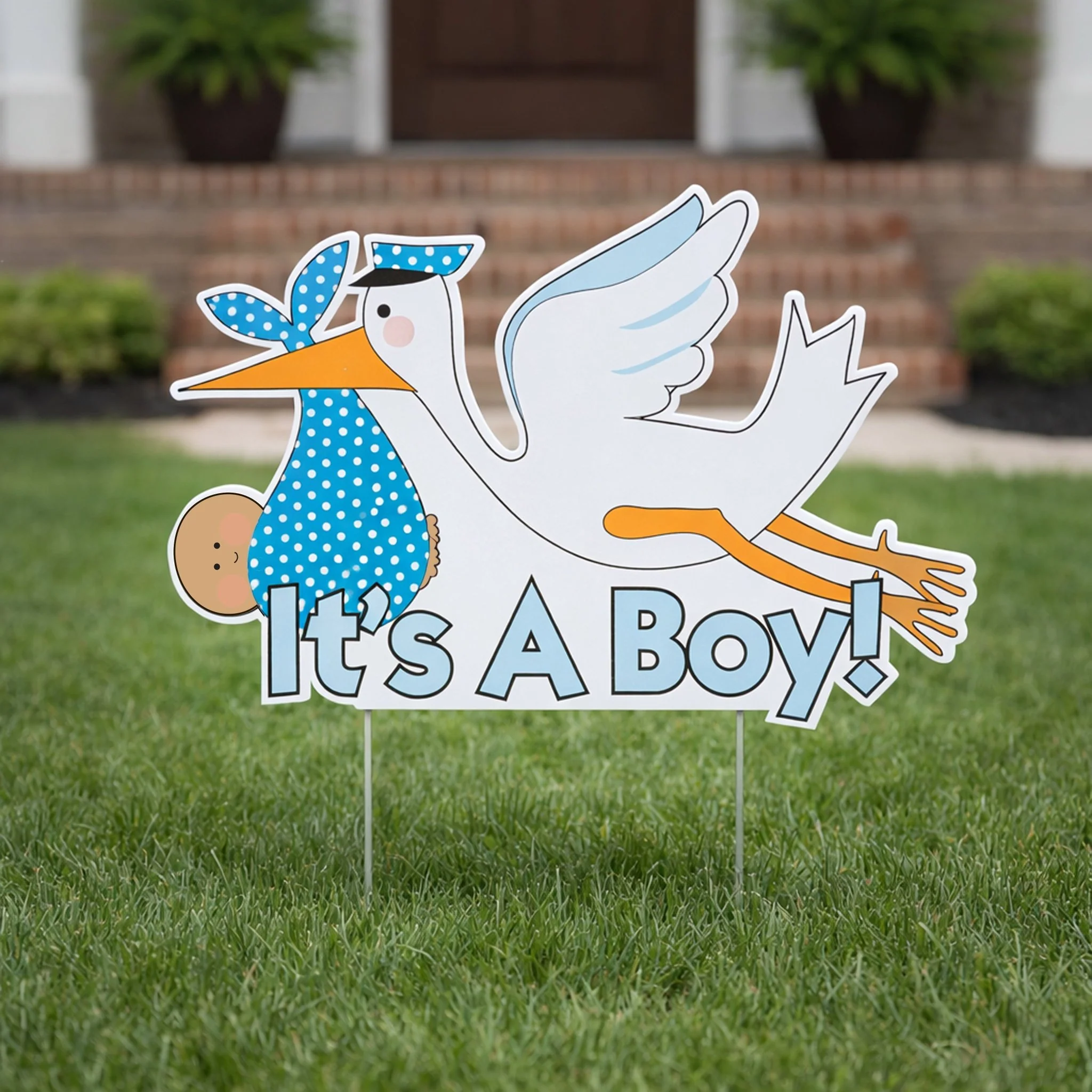 "It's a Boy" Stork Yard Sign - Baby Announcement Lawn Decoration - Image 3