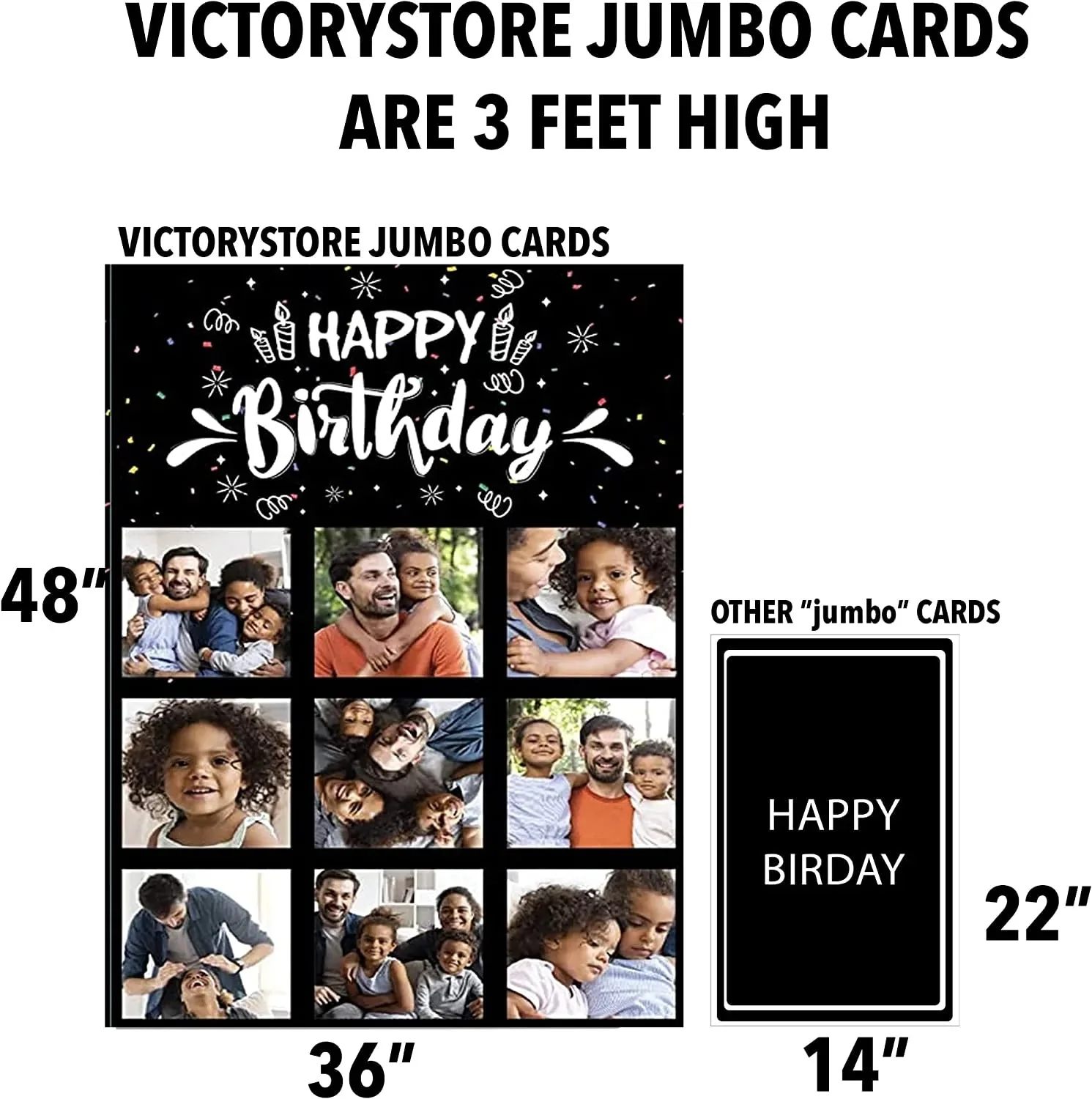 4' Jumbo Custom 9 Photo Happy Birthday Card - Image 4