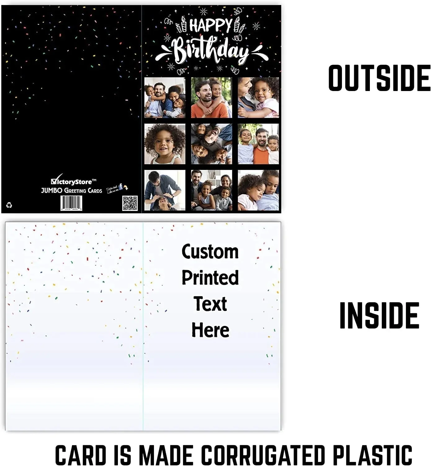 4' Jumbo Custom 9 Photo Happy Birthday Card - Image 5