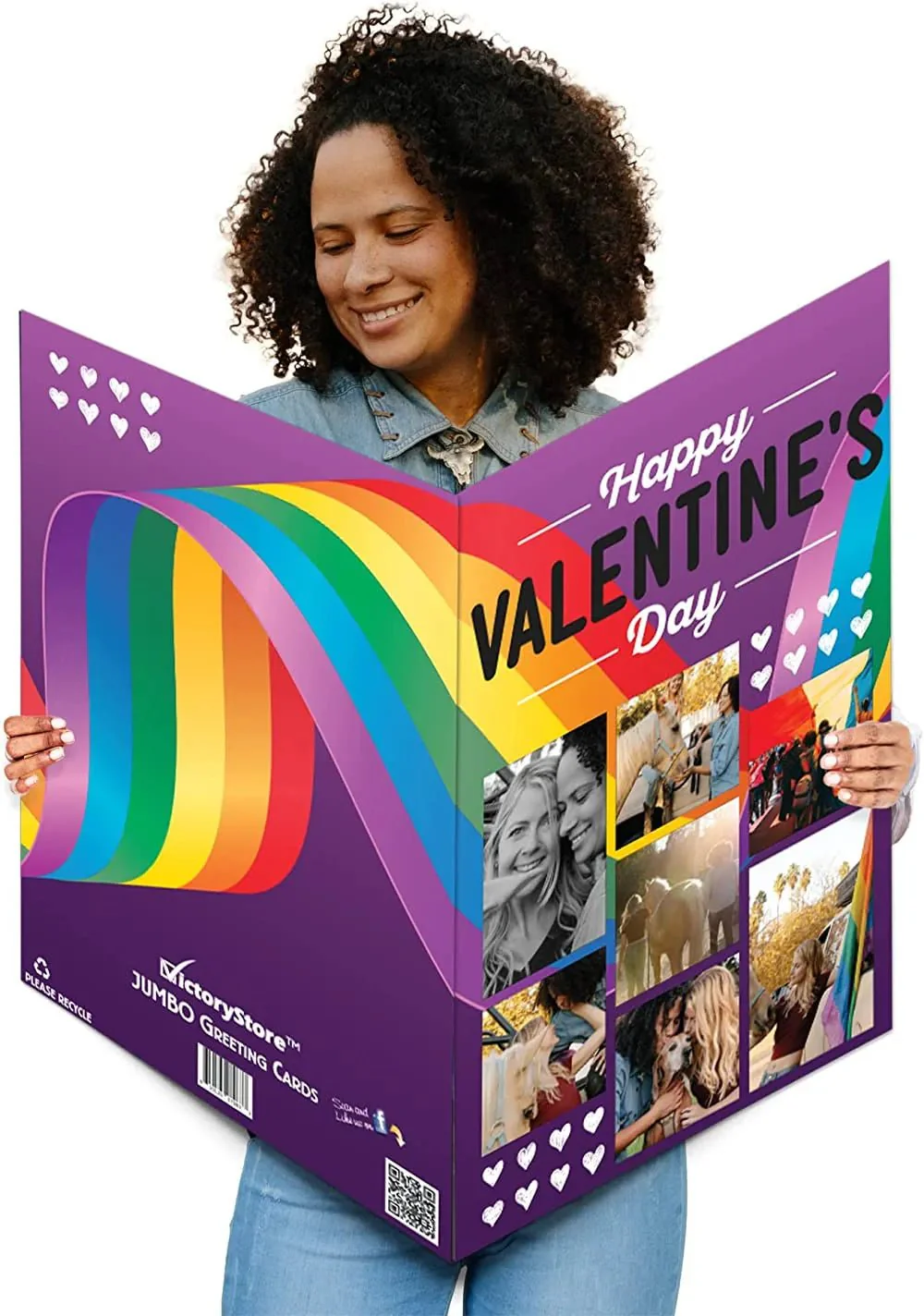 3' Personalized Jumbo Rainbow Valentine's Day Card