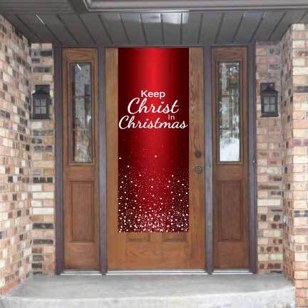 Keep Christ In Christmas Red SnowFall Door Banner - Image 2