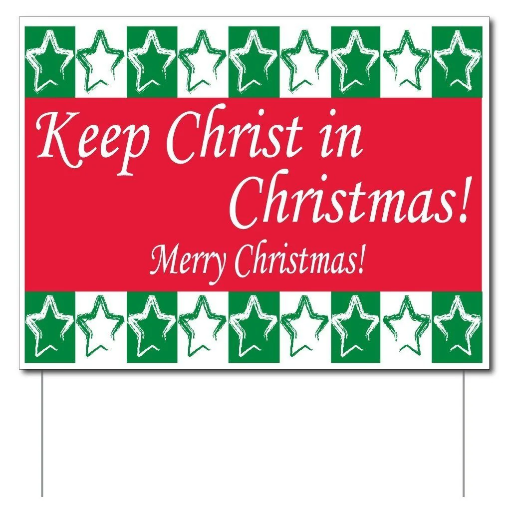 Green and Red Keep Christ in Christmas Yard Sign Set of 3 | 6 EZ Stakes Included - Image 2