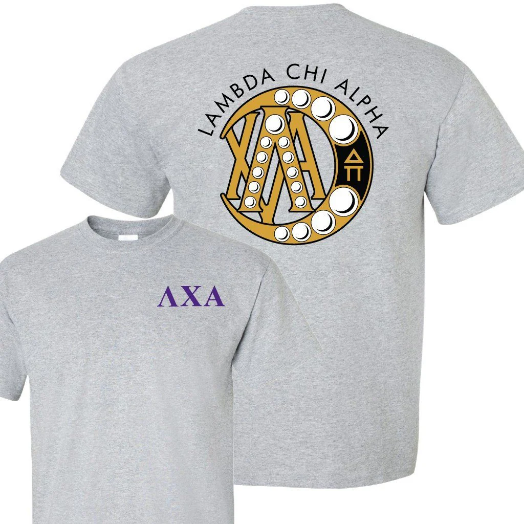 Lambda Chi Alpha  Greek Letters with Badge T-Shirt - Image 4