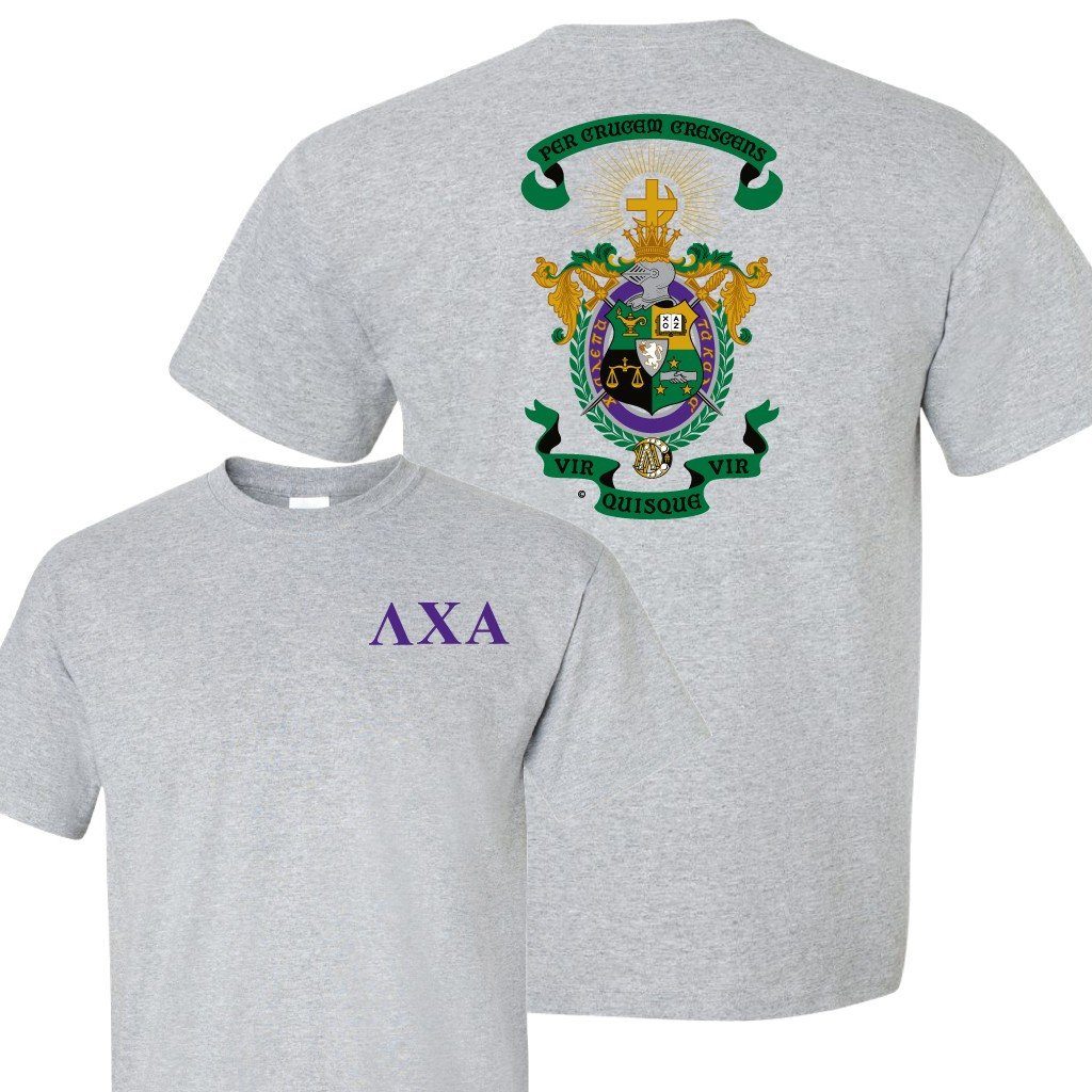 Lambda Chi Alpha Greek Letters with Coat of Arms T-Shirt - Image 4
