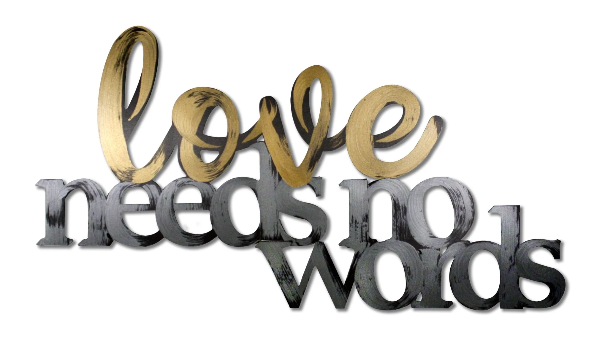 love needs no words Hand Painted Wall Quote - Image 2