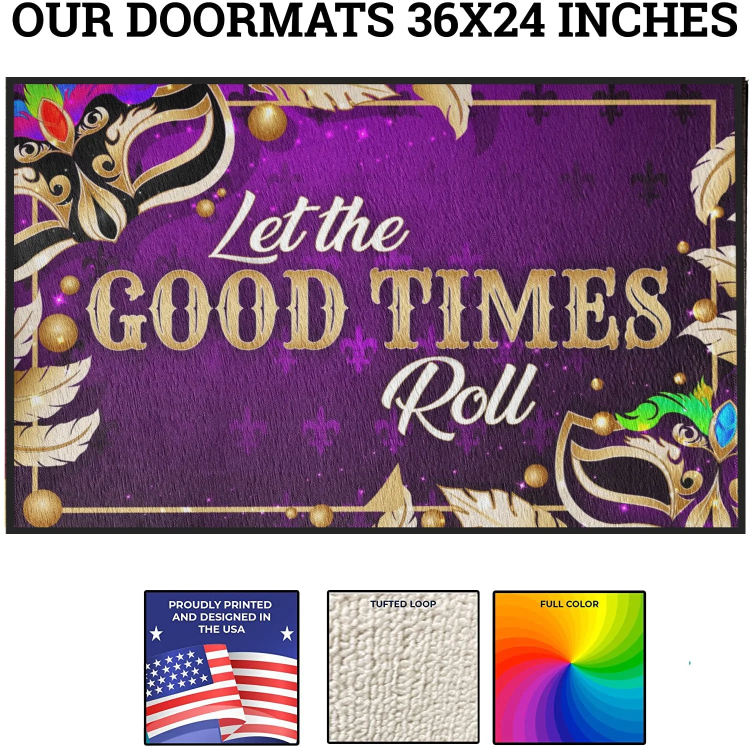 Mardi Gras Let the Good Times Roll Doormat - Image 5