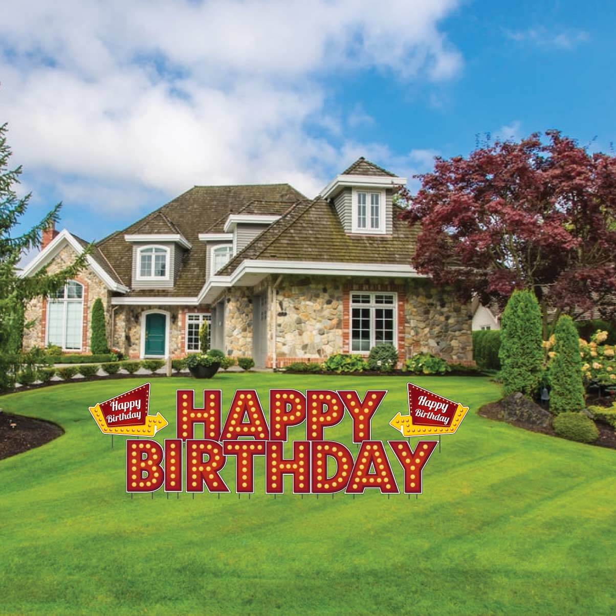 Marquee Style Happy Birthday Yard Card Letters & Signs 15 pc set