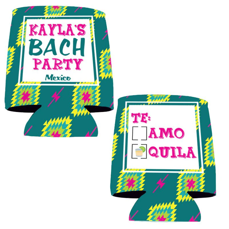 Mexican Themed Bachelorette Party Custom Can Cooler Set - Image 2