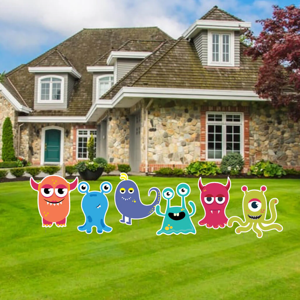 Monster Characters Yard Decoration Signs 6 pc set