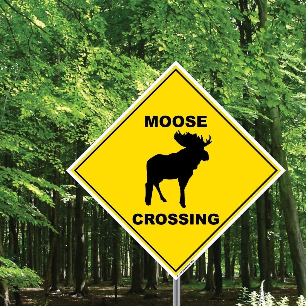 Moose Crossing Sign or Sticker