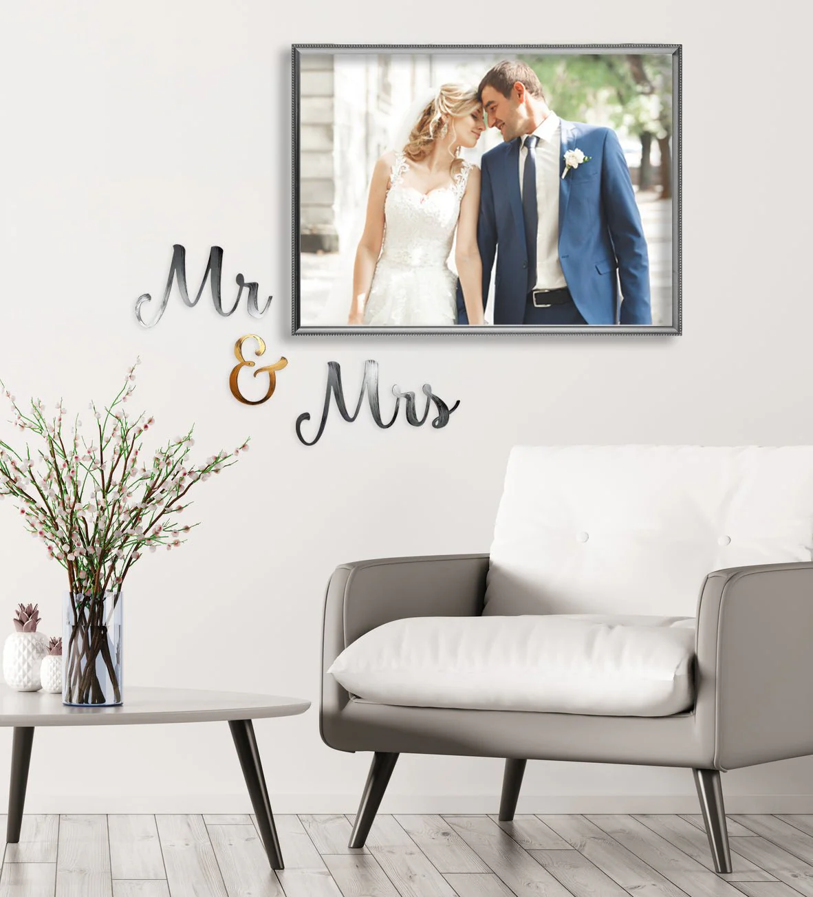 Mr & Mrs Hand Painted Wall Decor - Image 2