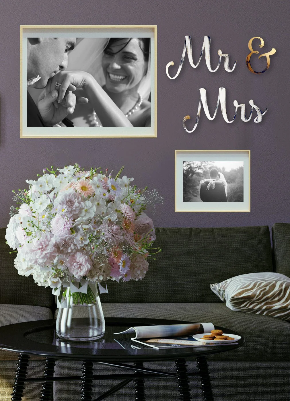 Mr & Mrs Hand Painted Wall Decor - Image 3