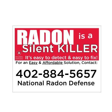 National Radon Defense Silent Killer 18x24 Yard Sign with EZ Stakes