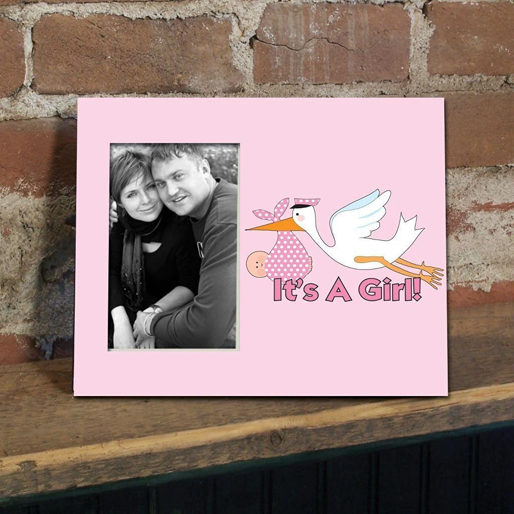 It's a Girl! Pink Stork Picture Frame #4