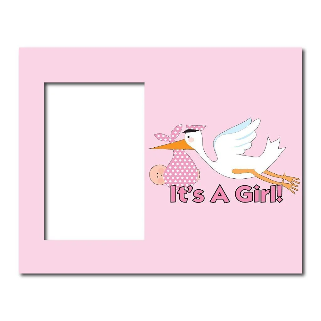 It's a Girl! Pink Stork Picture Frame #4 - Image 2