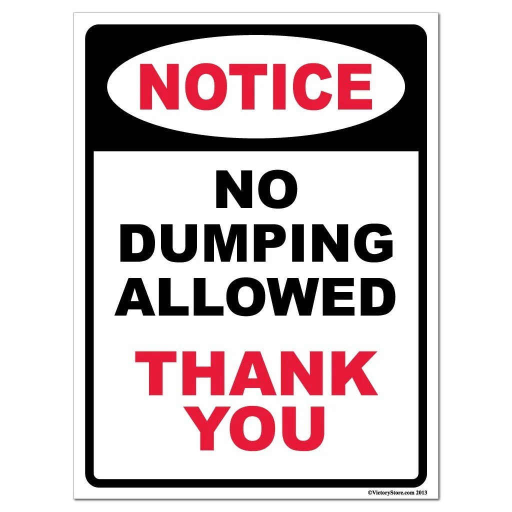 No Dumping Allowed Sign or Sticker - Image 2