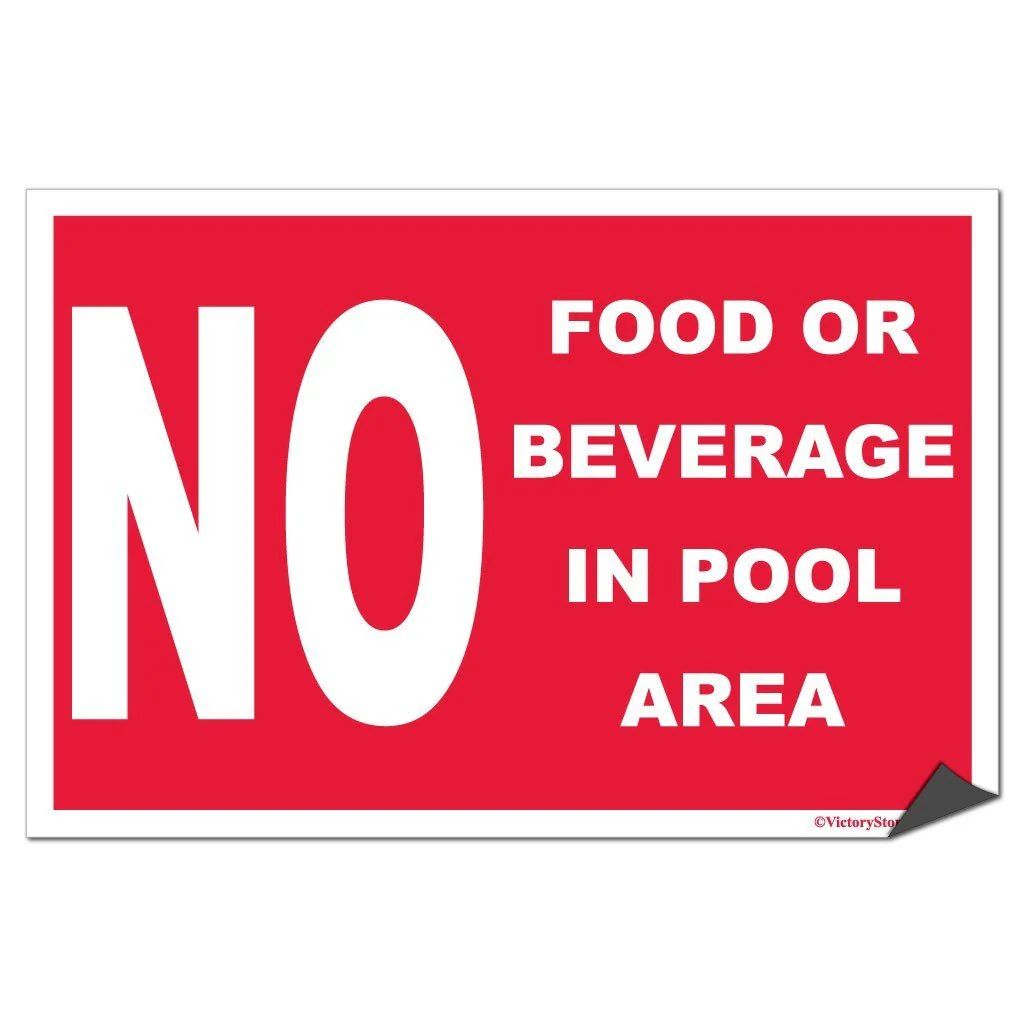 No Food or Beverage in Pool Area Sign or Sticker - Image 6
