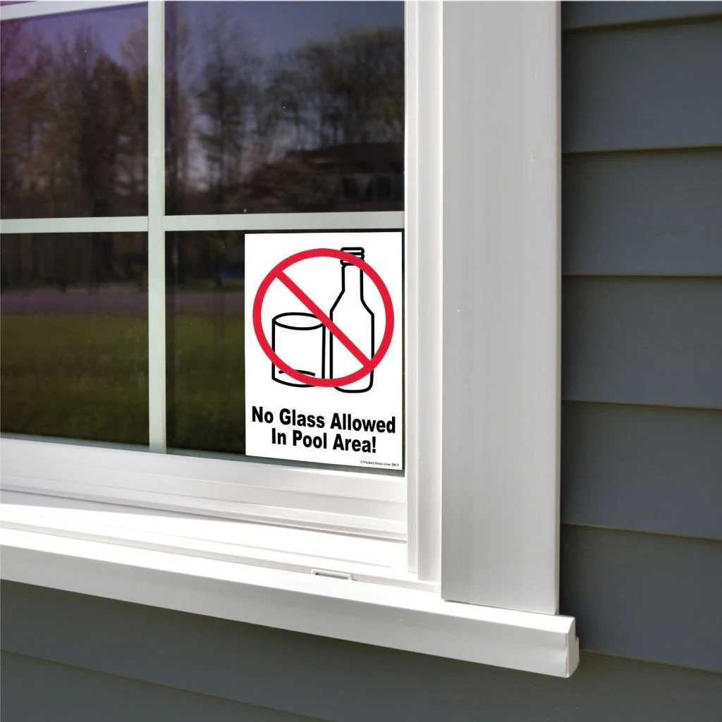 No Glass Allowed in Pool Area Sign or Sticker