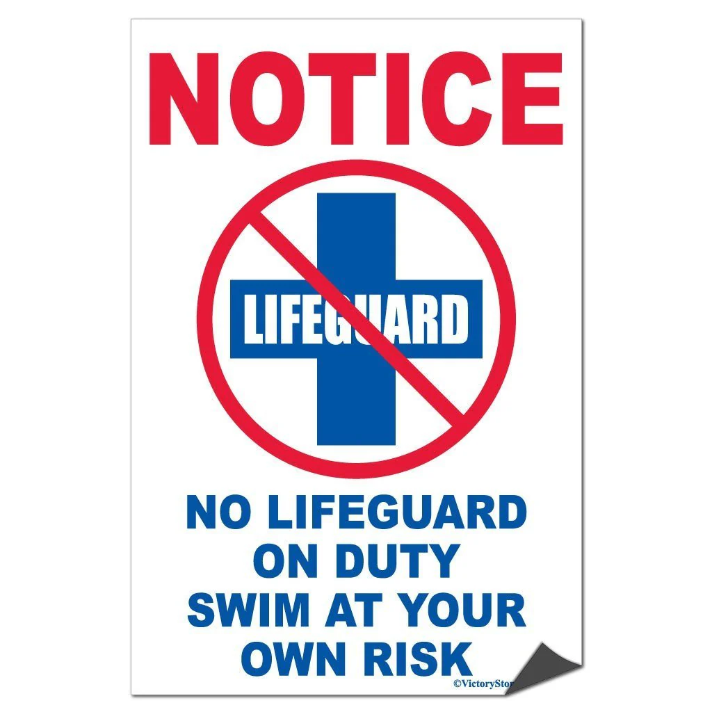 No Lifeguard on Duty Sign or Sticker - Image 6