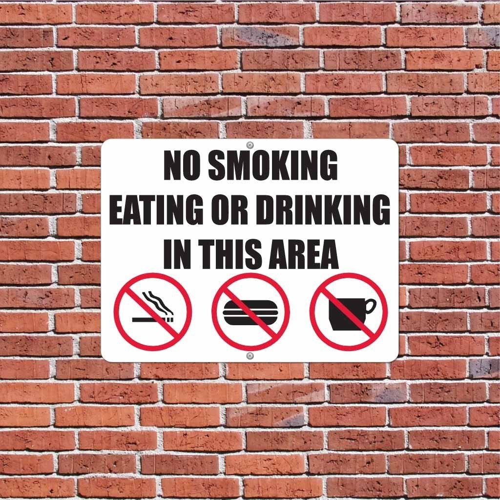 No Smoking, Eating or Drinking in This Area Sign or Sticker