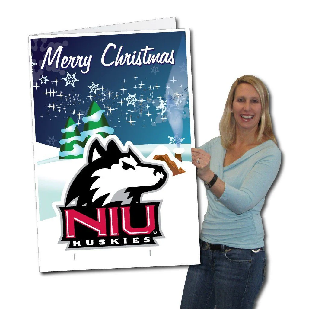 2'x3' Giant Northern Illinois Christmas Greeting Card & Yard Sign