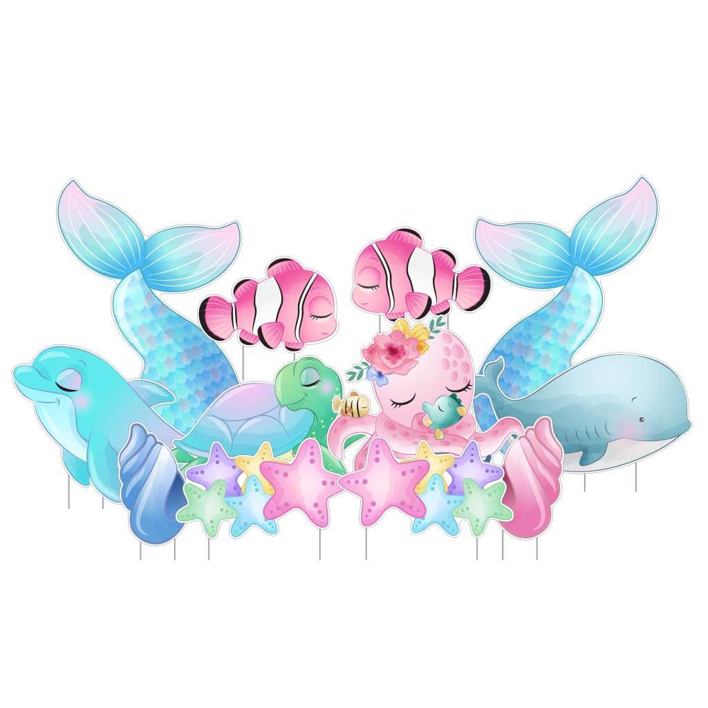 Ocean Theme Mermaid Tails Yard Card 12 pc set - Image 3