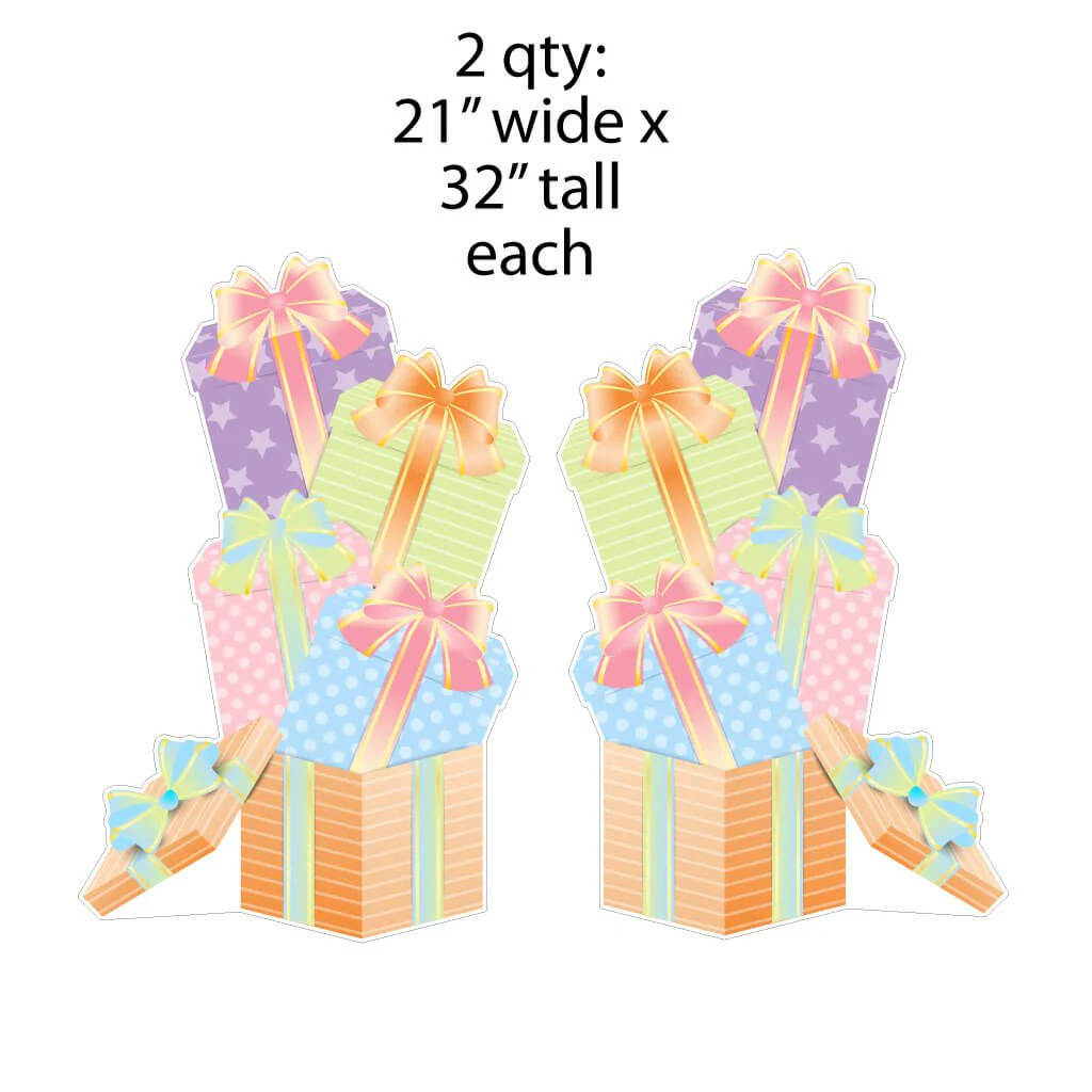 Pastel Balloon Clusters, Cakes & Stacks of Presents Yard Card Fillers - Image 4