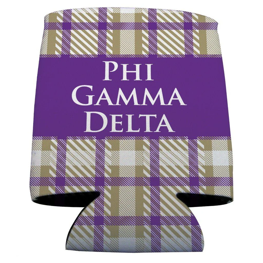 Phi Gamma Delta Plaid Can Cooler Set