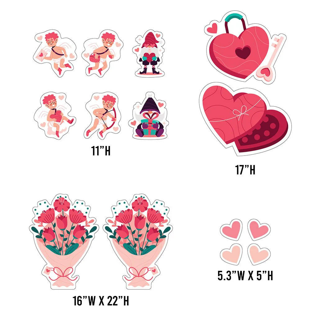 Pink & Teal Happy Valentine’s Day Gnomes and Cupid Set - Image 3