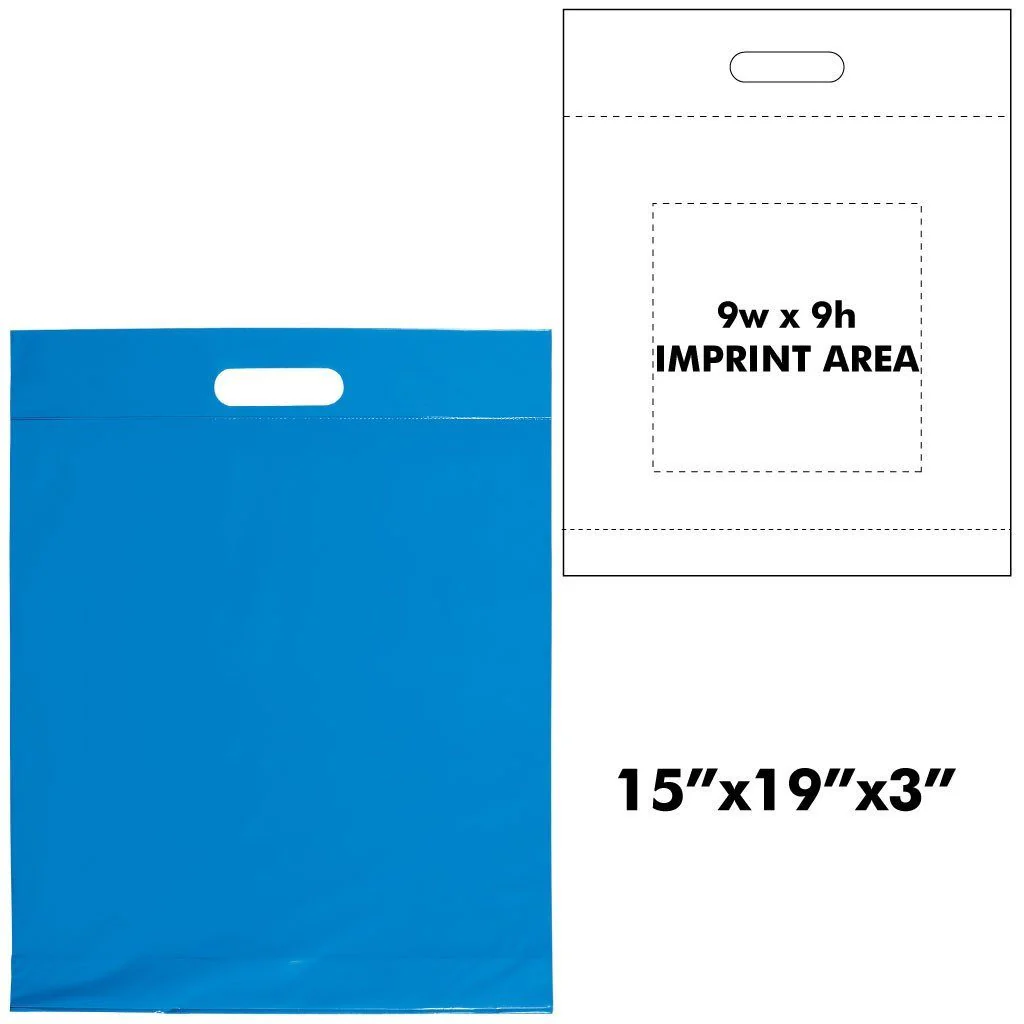 Plastic Die Cut Handle Bags | 12"W x 15"H x 3"L - Image 7
