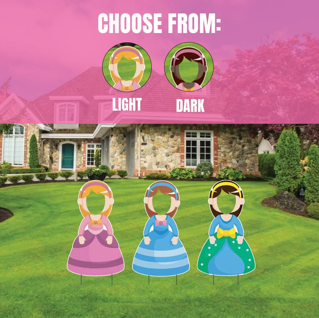 Princess Face in Yard Signs Photo Prop Yard Card Decorations