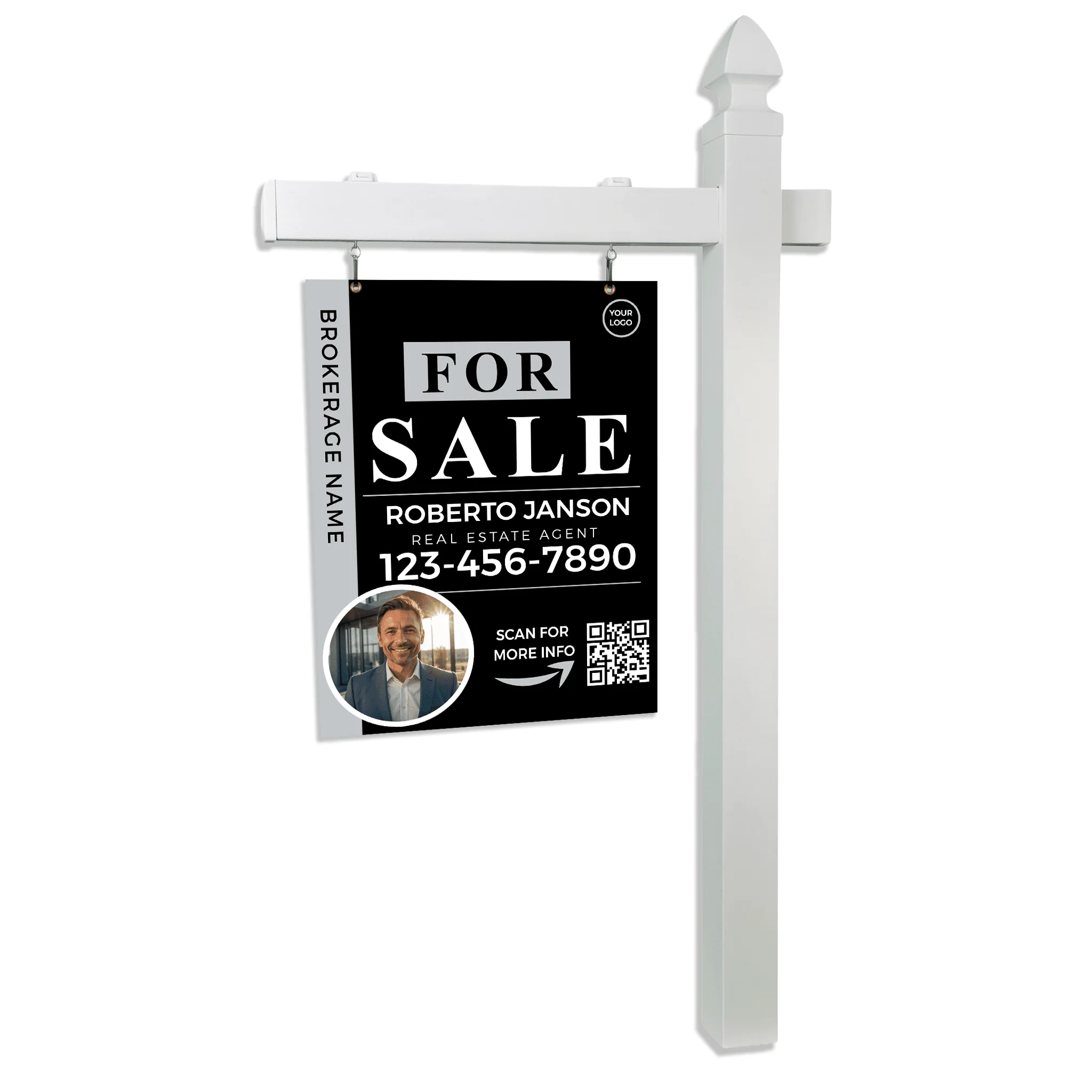 5ft Professional Real Estate Vinyl L-Frame Post 36" W, with Sliding Clips - Image 11